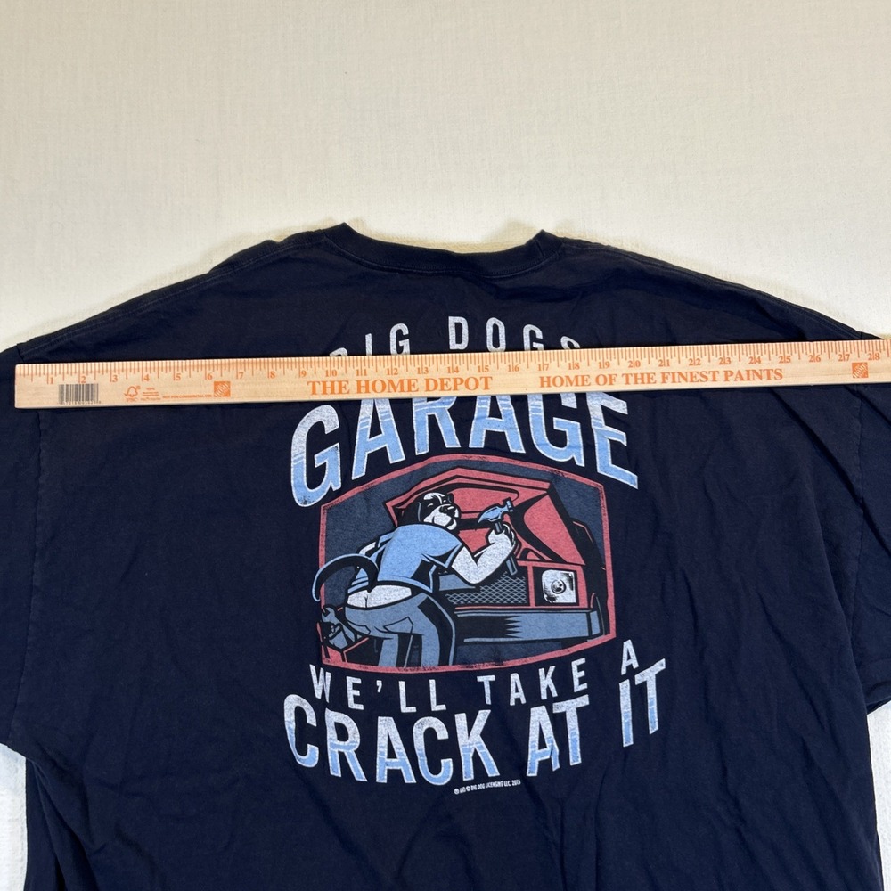 Big Dogs Men's 5XL Black Shirt 'Big Dogs Garage We'll Take A Crack' 100% Cotton - Picture 5 of 10
